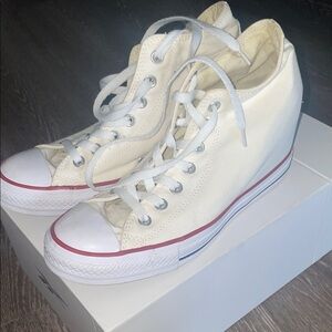 Classic Cream Wedge High-Top Sneakers